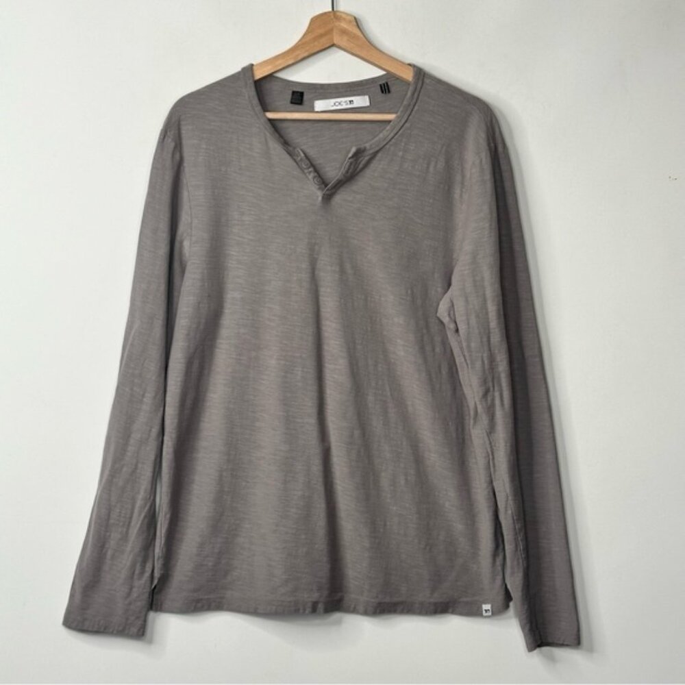 Joe’s Jeans Gray Henley Casual Pullover Long Sleeve T Shirt